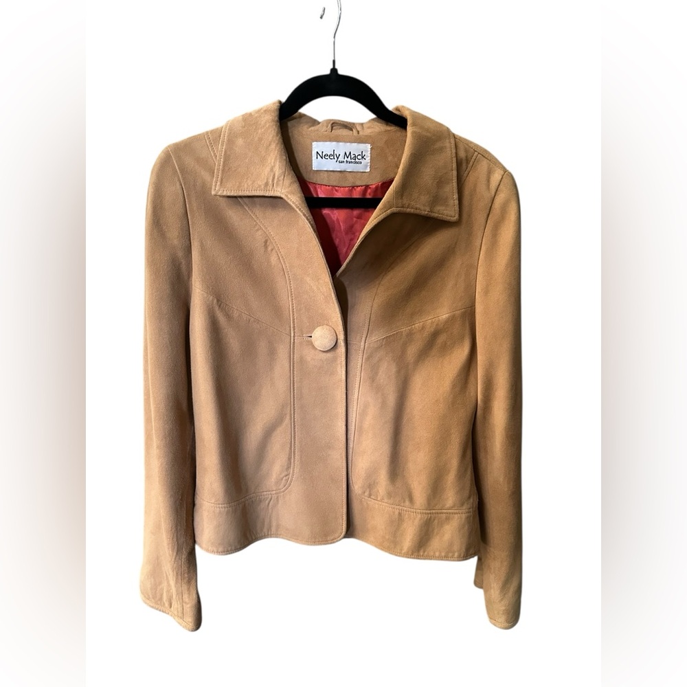 Neely Mack Y2K Genuine Leather Suede Jacket Camel Color Sz L, Fits Like Medium